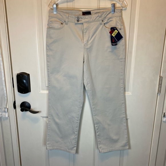 Nautica Pants - Nautical Jeans Khaki Cropped Pants 5-Pocket NWT Sz 6  Double Button Waist